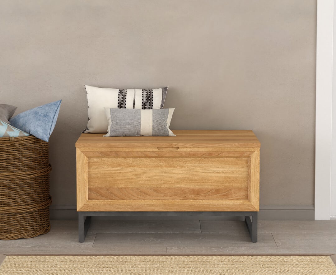 Product photograph of Loft Solid Oak Blanket Box from Oak Furniture Superstore