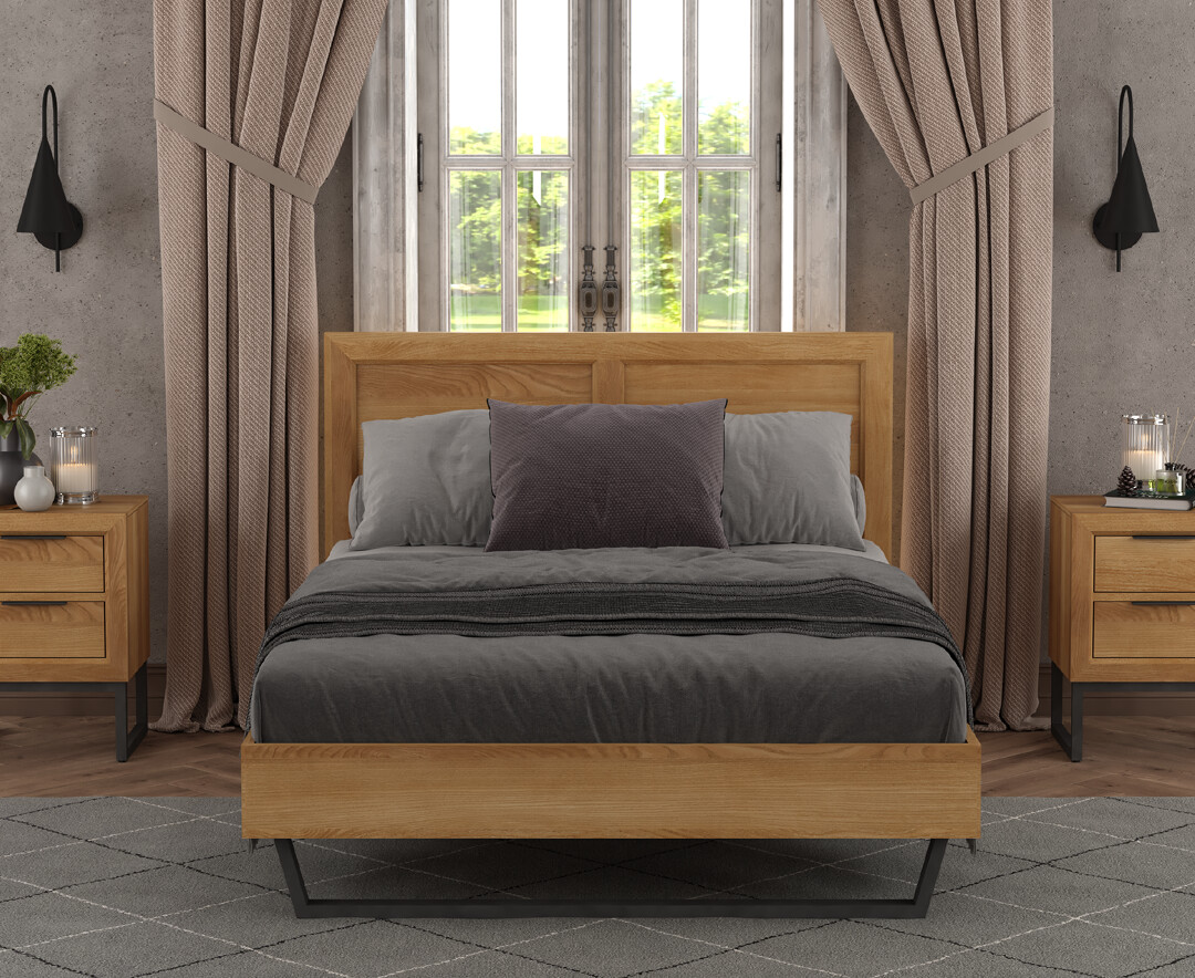 Product photograph of Loft Solid Oak Double Bed from Oak Furniture Superstore