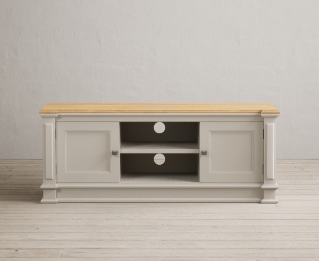 Product photograph of Lawson Oak And Soft White Painted Large Tv Cabinet from Oak Furniture Superstore