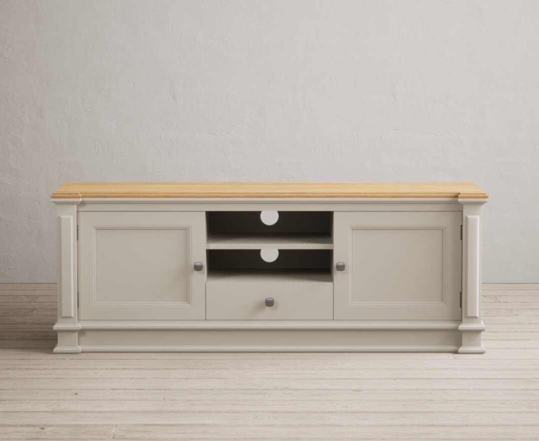 Product photograph of Lawson Oak And Soft White Painted Super Wide Tv Cabinet from Oak Furniture Superstore