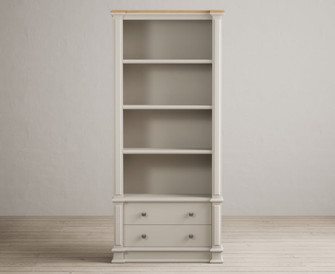 Product photograph of Lawson Oak And Soft White Painted Tall Bookcase from Oak Furniture Superstore