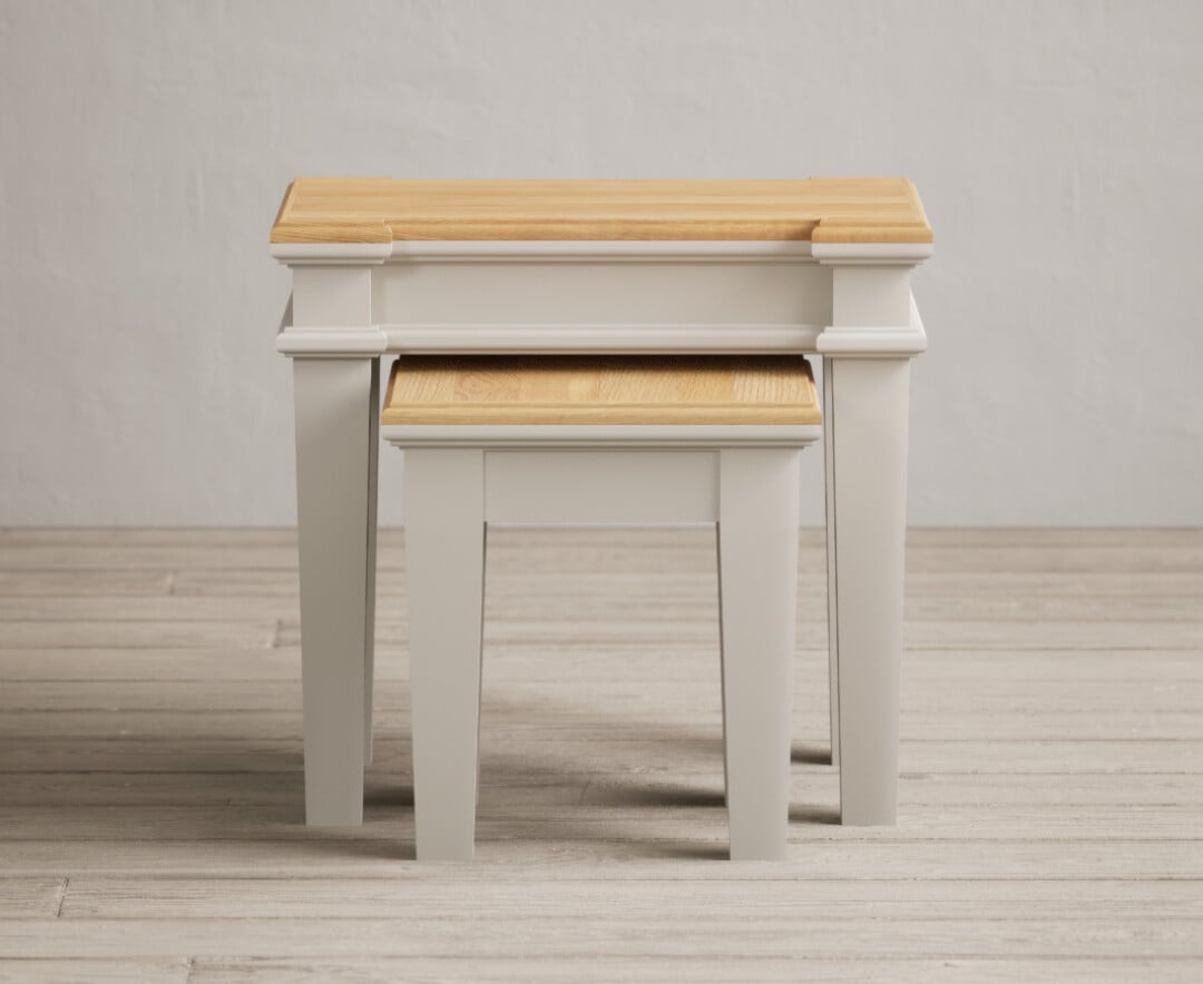 Product photograph of Lawson Oak And Soft White Painted Nest Of Tables from Oak Furniture Superstore