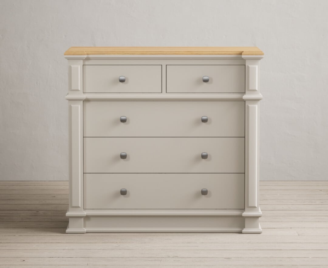 Product photograph of Lawson Oak And Soft White Painted 2 Over 3 Chest Of Drawers from Oak Furniture Superstore