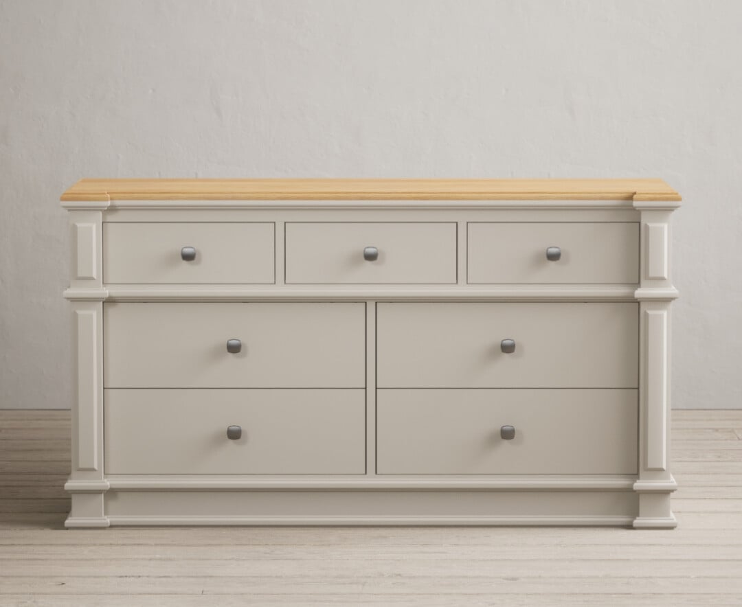 Product photograph of Lawson Oak And Soft White Painted Wide Chest Of Drawers from Oak Furniture Superstore