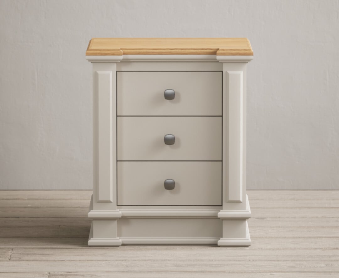 Product photograph of Lawson Oak And Soft White Painted 3 Drawer Bedside Chest from Oak Furniture Superstore