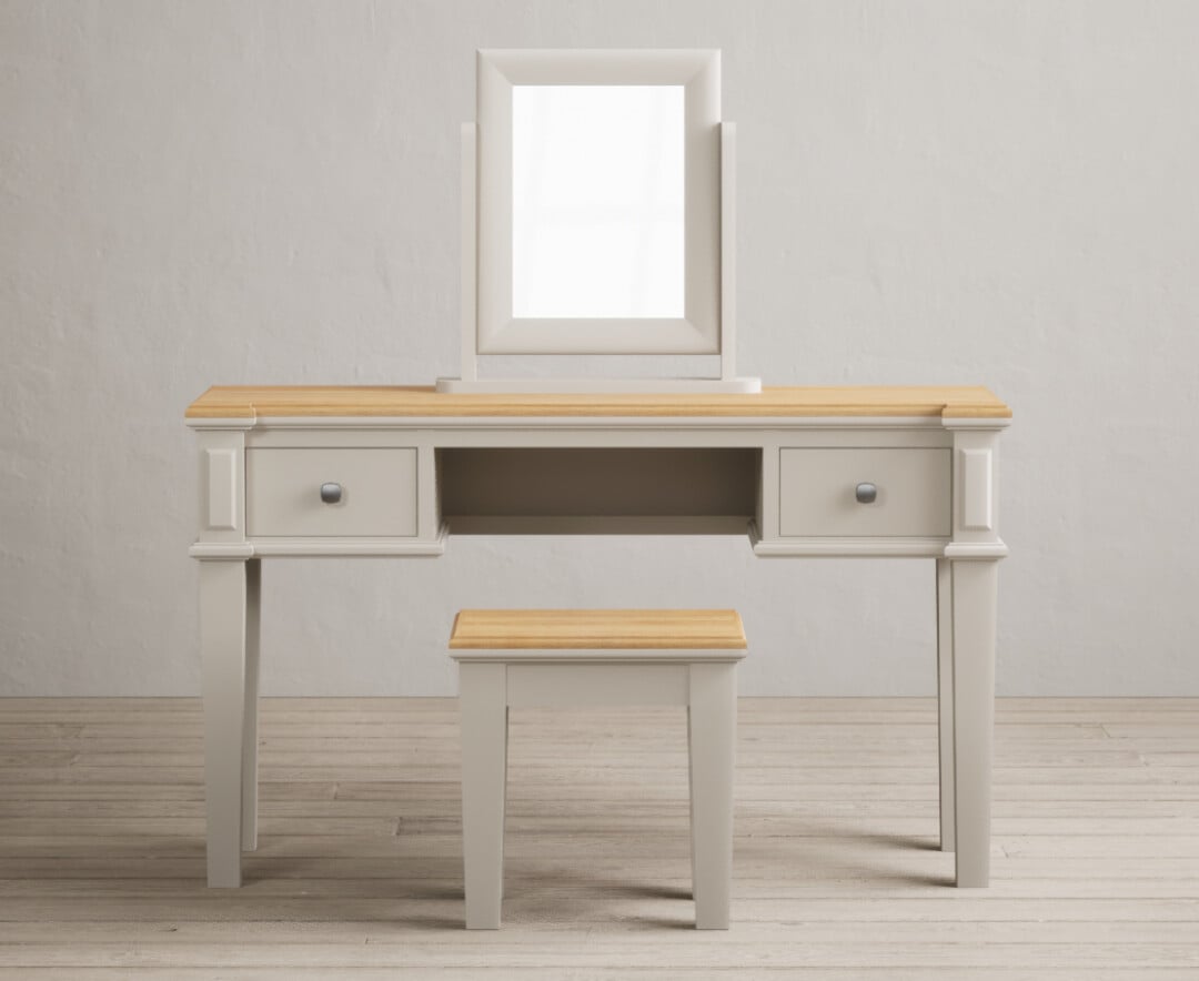 Product photograph of Lawson Oak And Soft White Painted Dressing Table Set from Oak Furniture Superstore