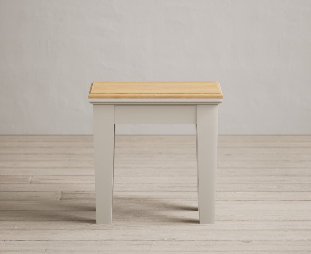 Product photograph of Lawson Oak And Soft White Painted Dressing Table Stool from Oak Furniture Superstore