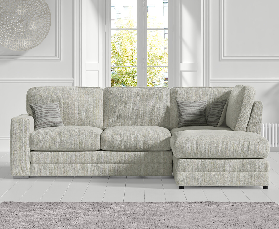 Product photograph of Madden Cream Fabric Right Hand Facing Corner Sofa from Oak Furniture Superstore.