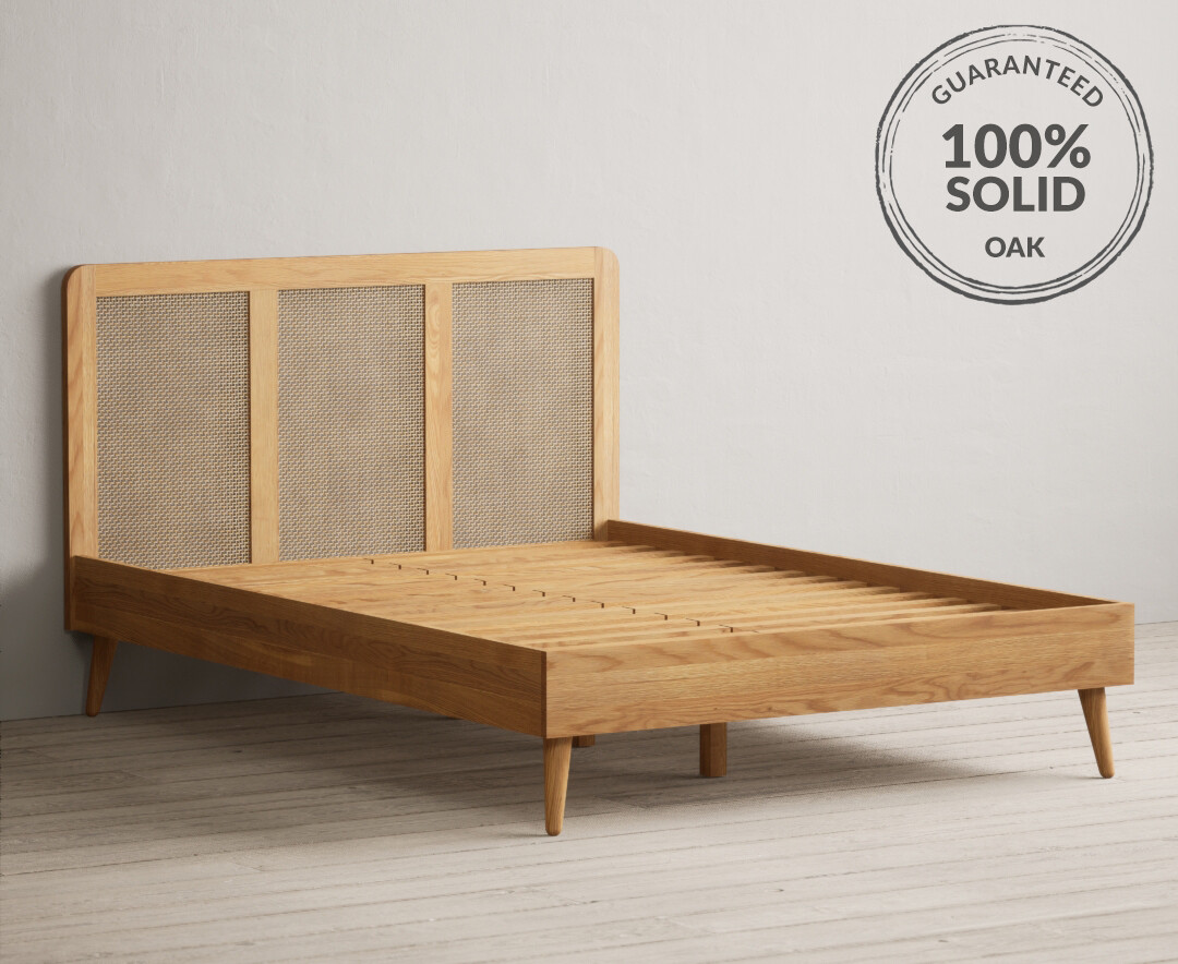 Oak and deals rattan bed