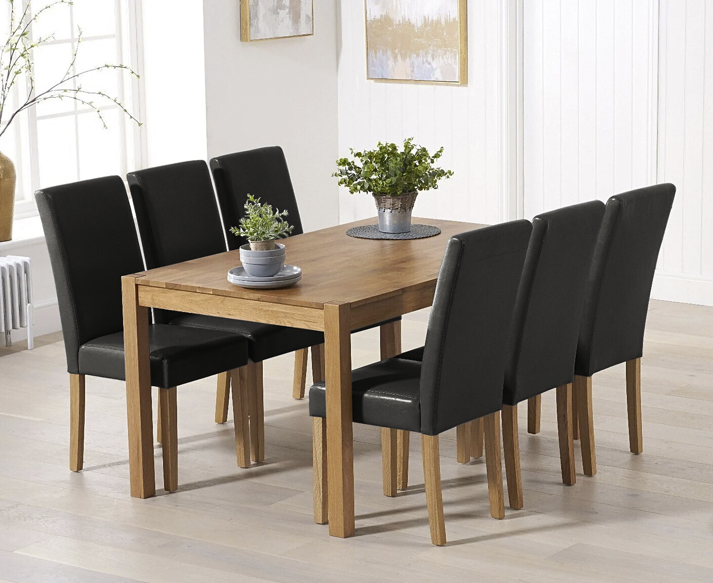 Product photograph of Oxford Solid Oak 150cm Dining Table With 8 Grey Olivia Chairs from Oak Furniture Superstore