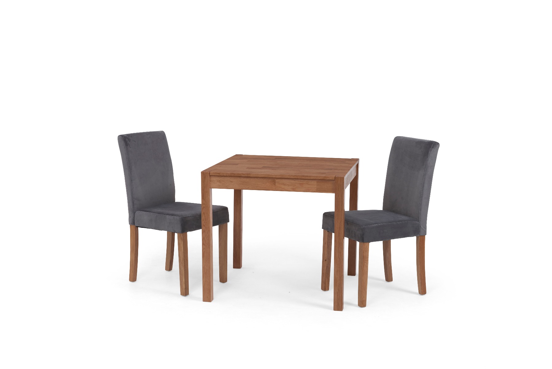 Photo 3 of York 80cm solid oak dining table with 4 grey lila velvet chairs