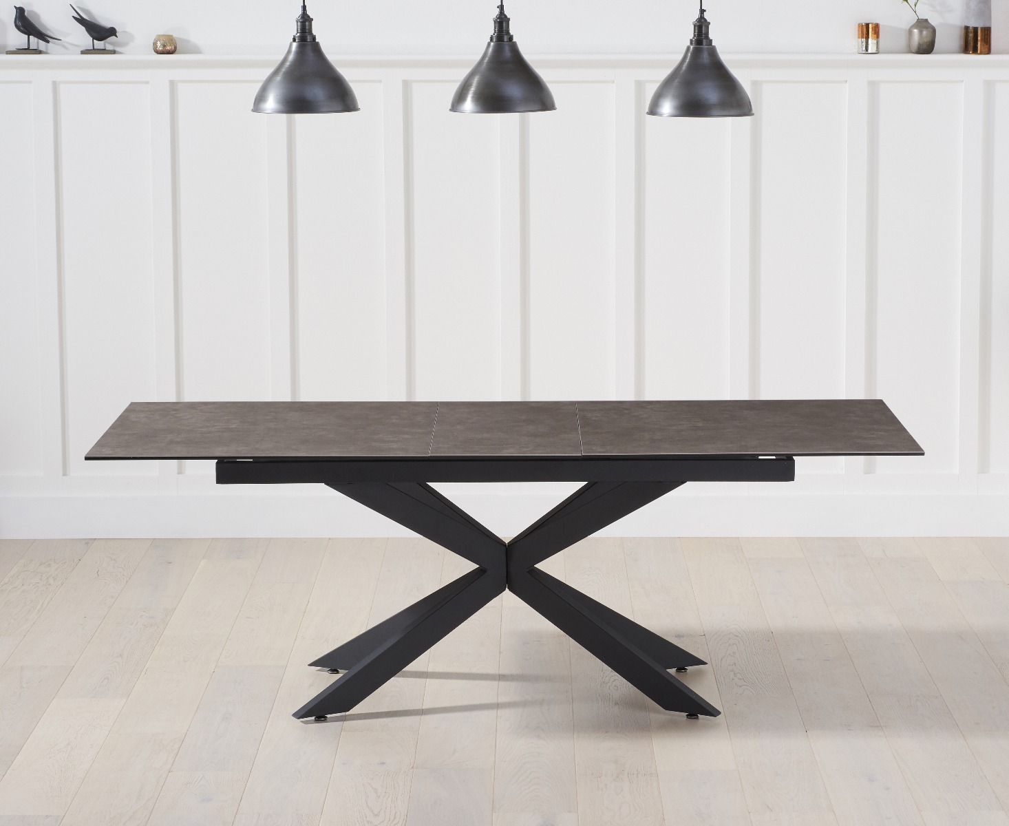 Product photograph of Extending Boston 180cm Mink Ceramic Dining Table from Oak Furniture Superstore.