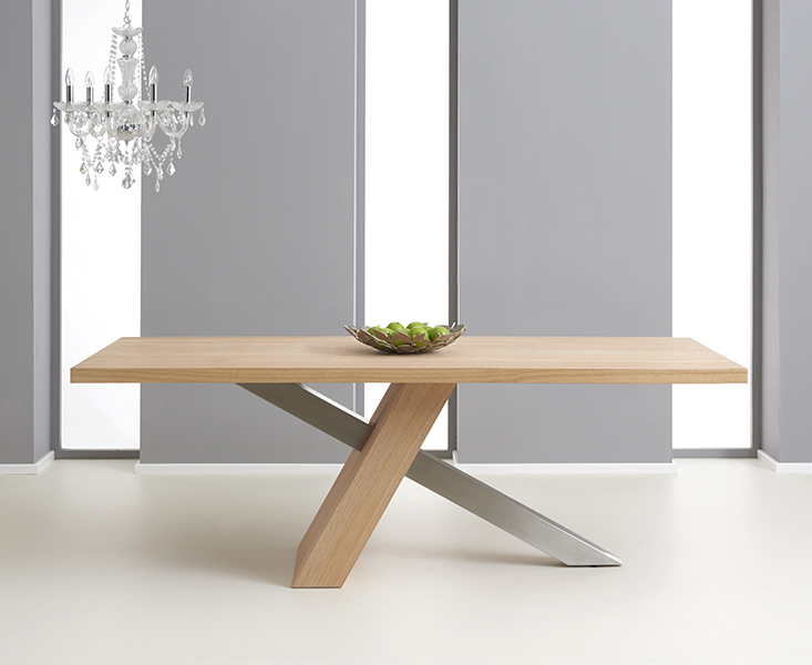 Product photograph of Michigan 180cm Solid Oak And Metal Industrial Dining Table from Oak Furniture Superstore
