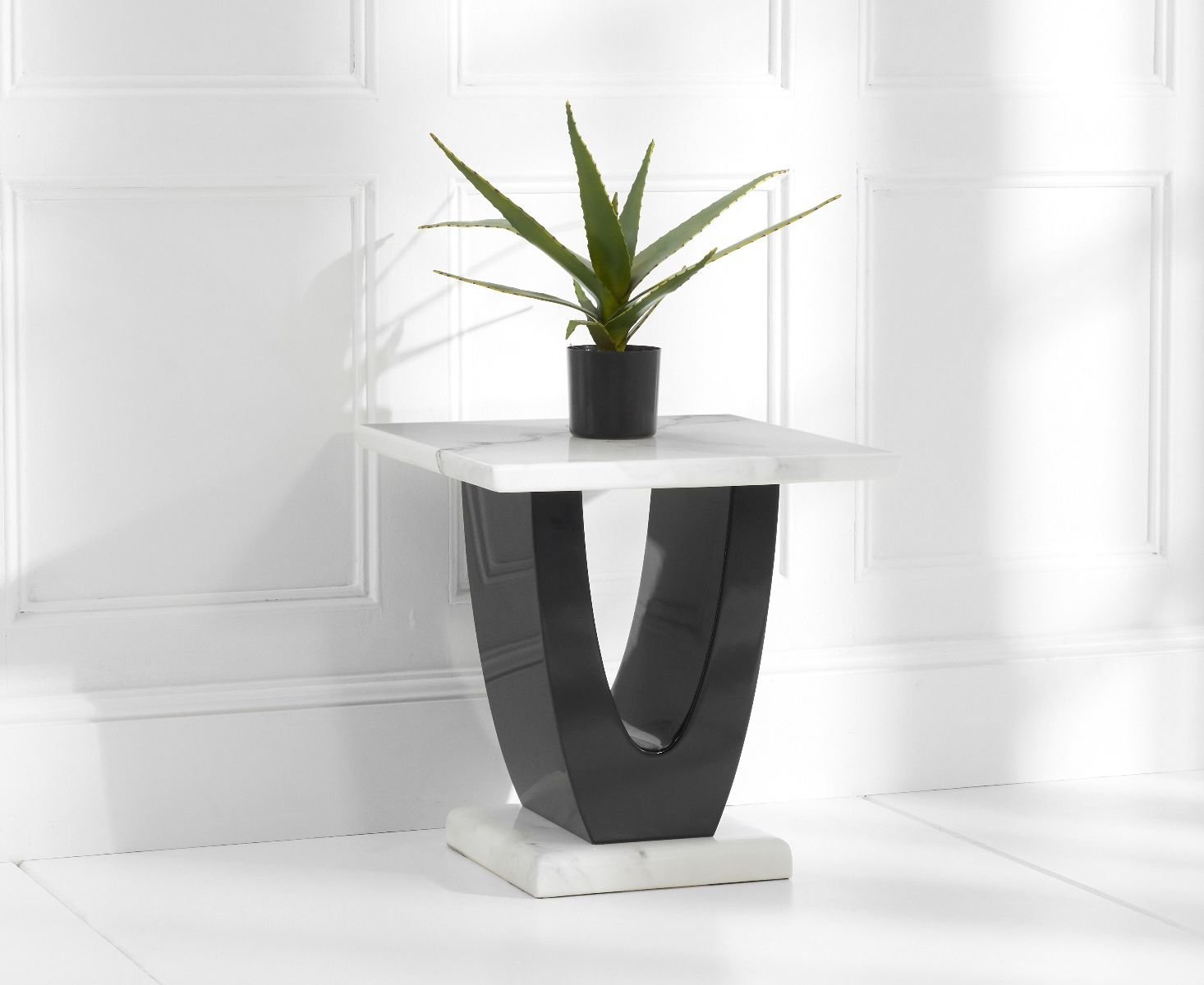 Novara White Marble Side Table