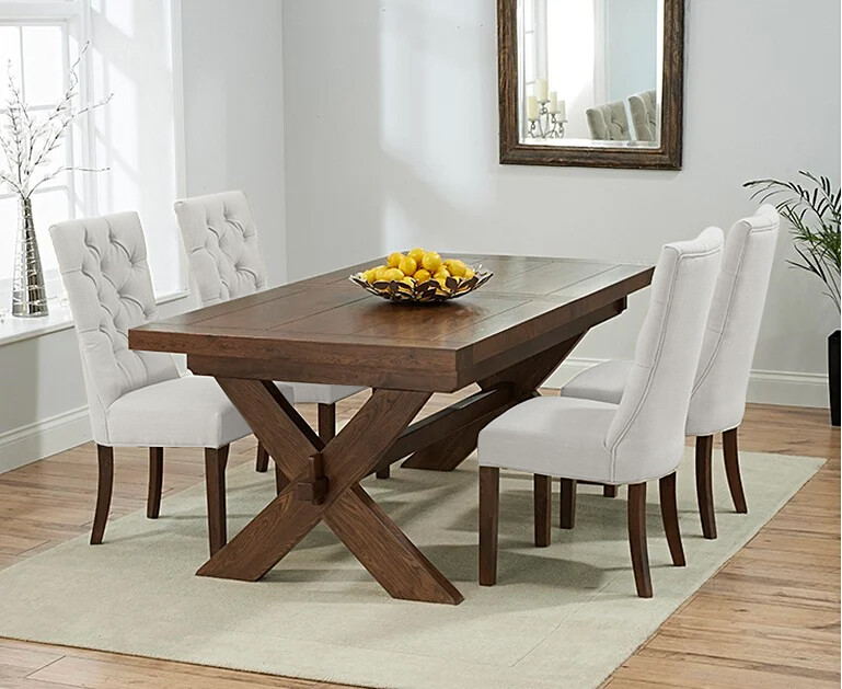 Photo 1 of Extending buckley 200cm dark oak dining table with 8 grey francois chairs