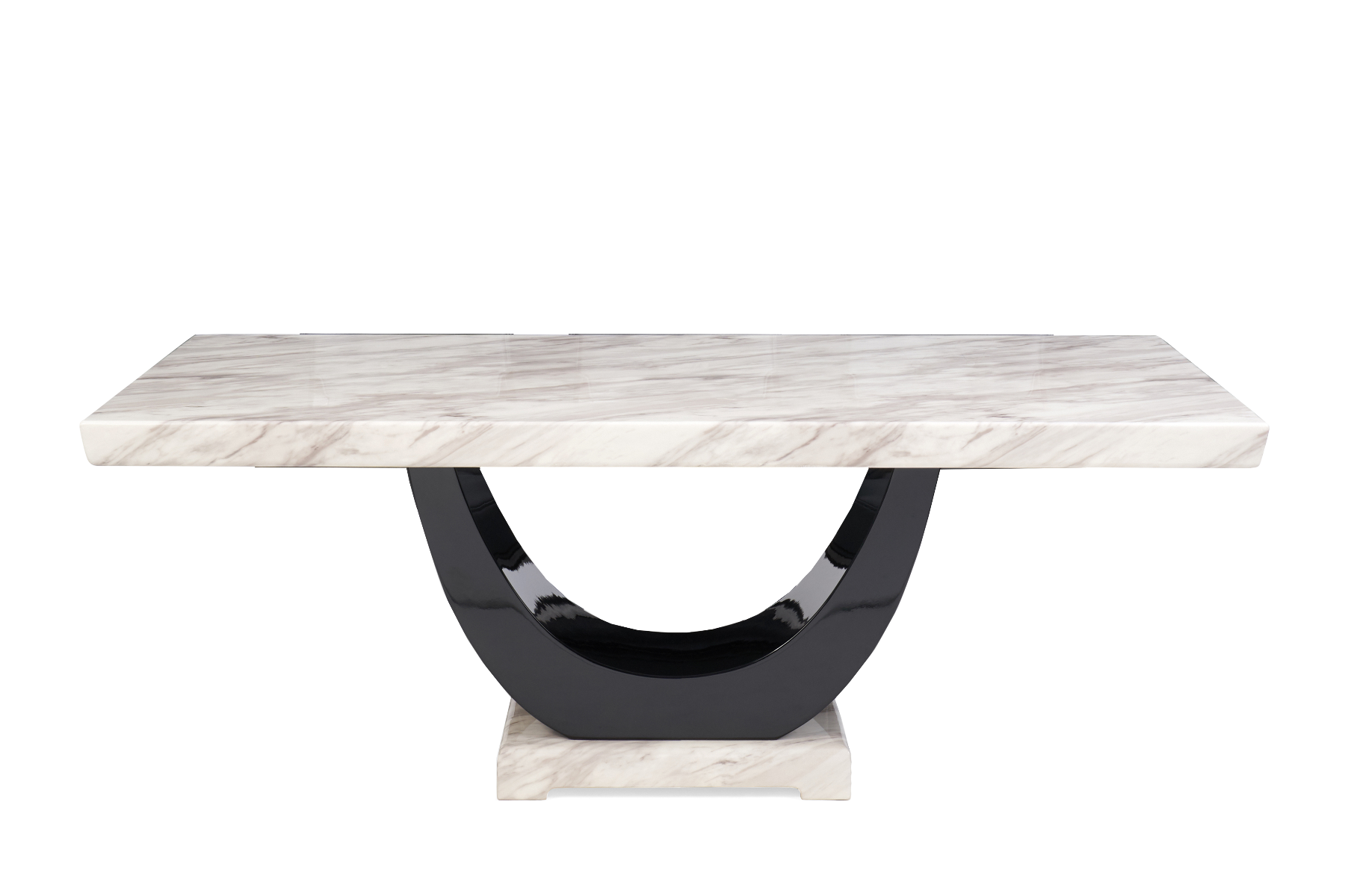 Photo 3 of Novara 200cm cream and black pedestal marble dining table
