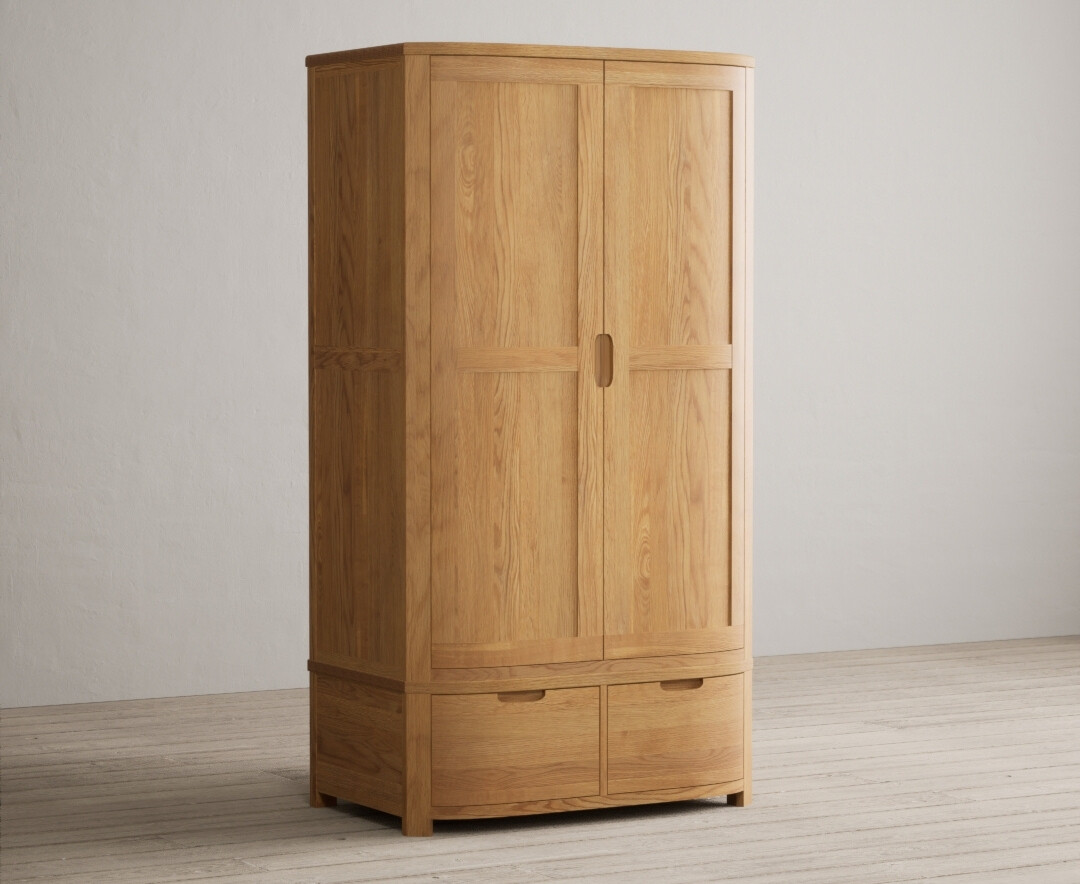 Somerton Curved Solid Oak Double Wardrobe