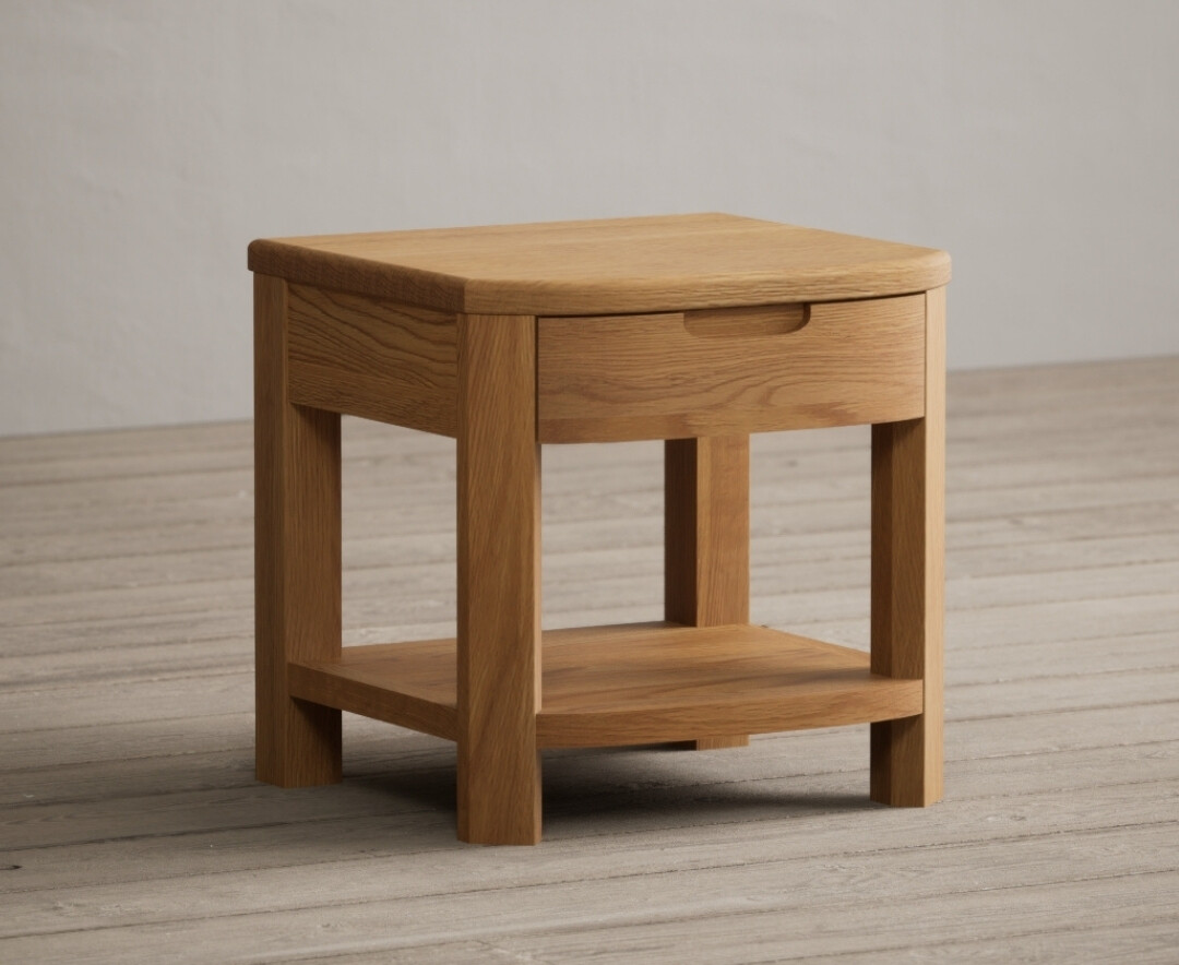 Somerton Curved Solid Oak 1 Drawer Lamp Table