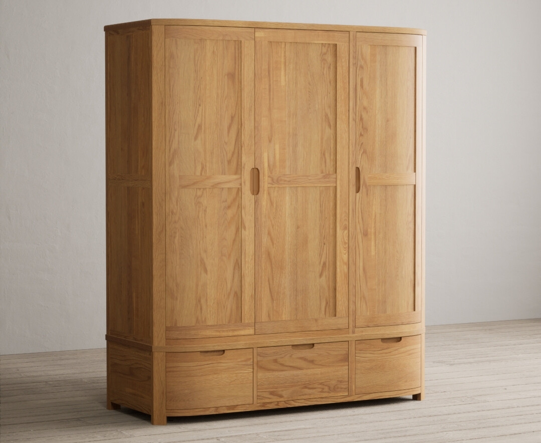 Somerton Curved Solid Oak Triple Wardrobe