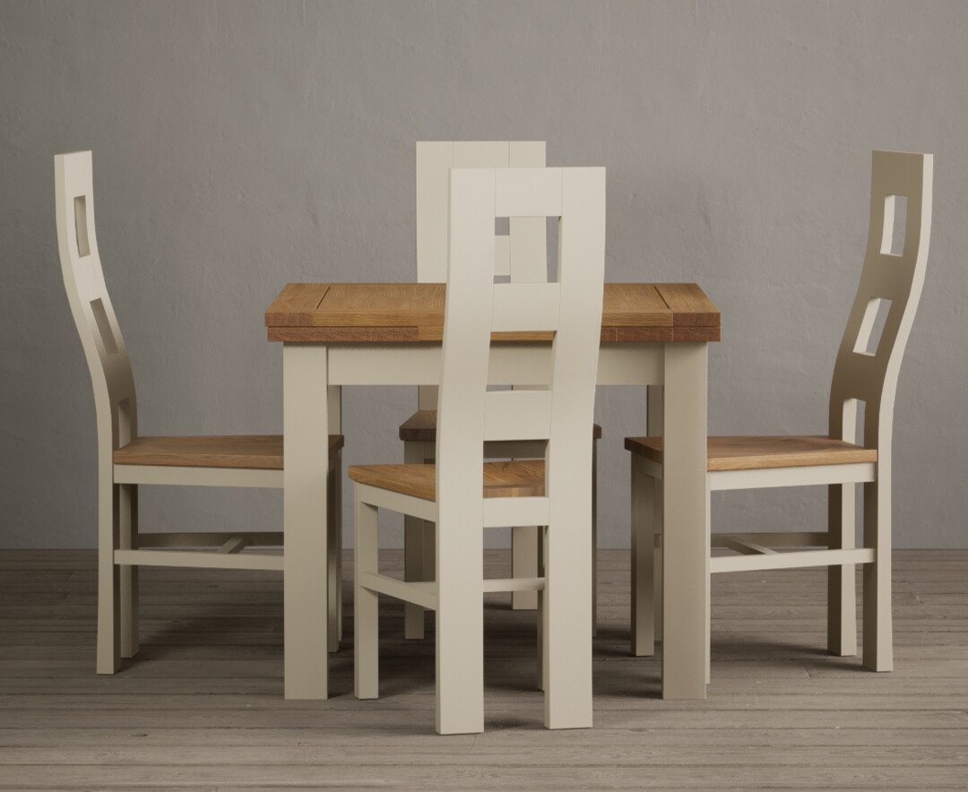 Photo 1 of Extending buxton 90cm oak and cream dining table with 6 light grey flow back chairs