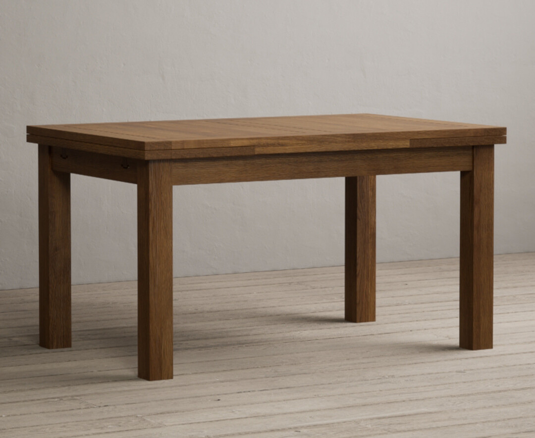 Product photograph of Extending Buxton 140cm Rustic Solid Oak Dining Table from Oak Furniture Superstore