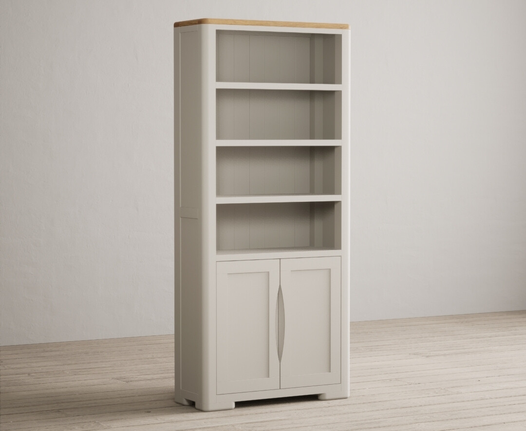 Alba Oak And Soft White Painted Tall Bookcase