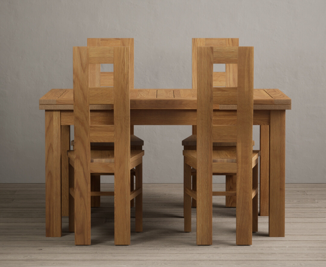 Product photograph of Buxton 140cm Solid Oak Extending Dining Table With 8 Oak Flow Back Chairs With Oak Seats from Oak Furniture Superstore