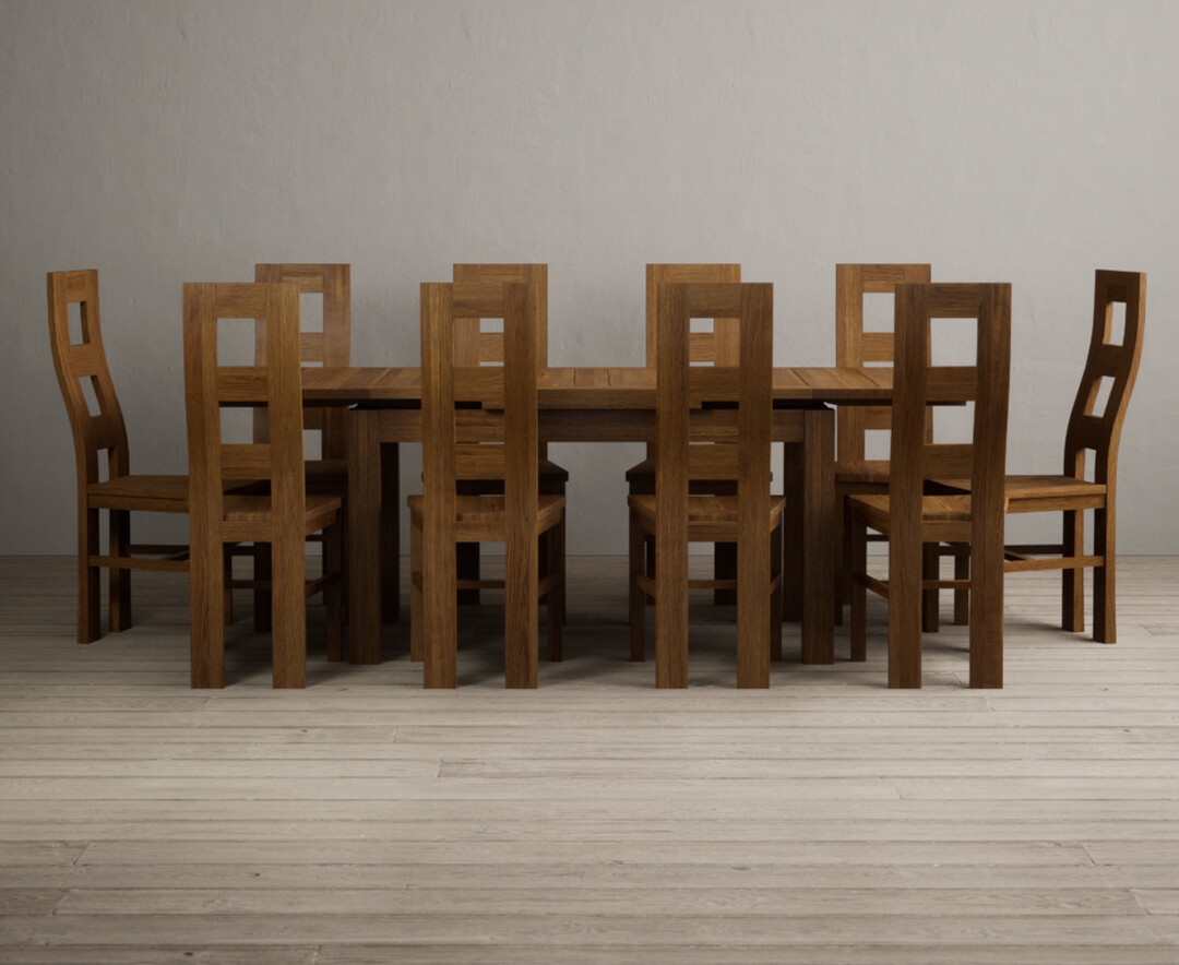 Product photograph of Buxton 140cm Rustic Solid Oak Extending Dining Table With 6 Rustic Rustic Solid Oak Flow Back Chairs With Rustic Seats from Oak Furniture Superstore.