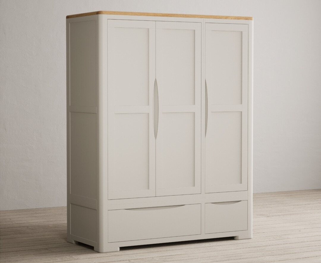 Alba Oak And Soft White Painted Triple Wardrobe