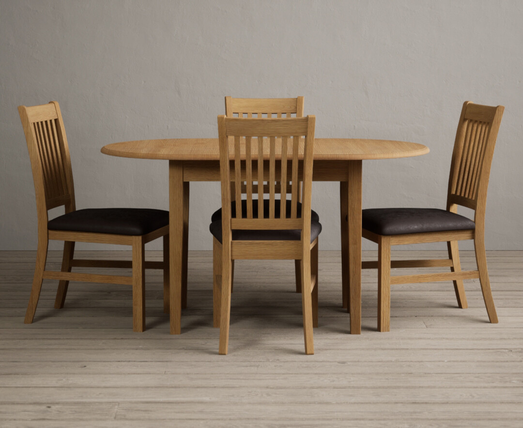 Warwick Solid Oak Extending Dining Table With 4 Charcoal Grey Warwick Chairs