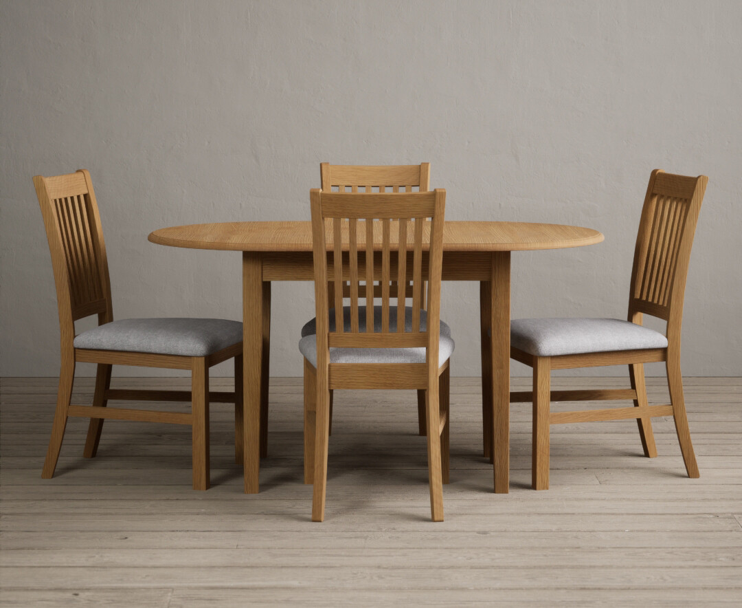 Extending Warwick Solid Oak Dining Table With 4 Blue Warwick Chairs