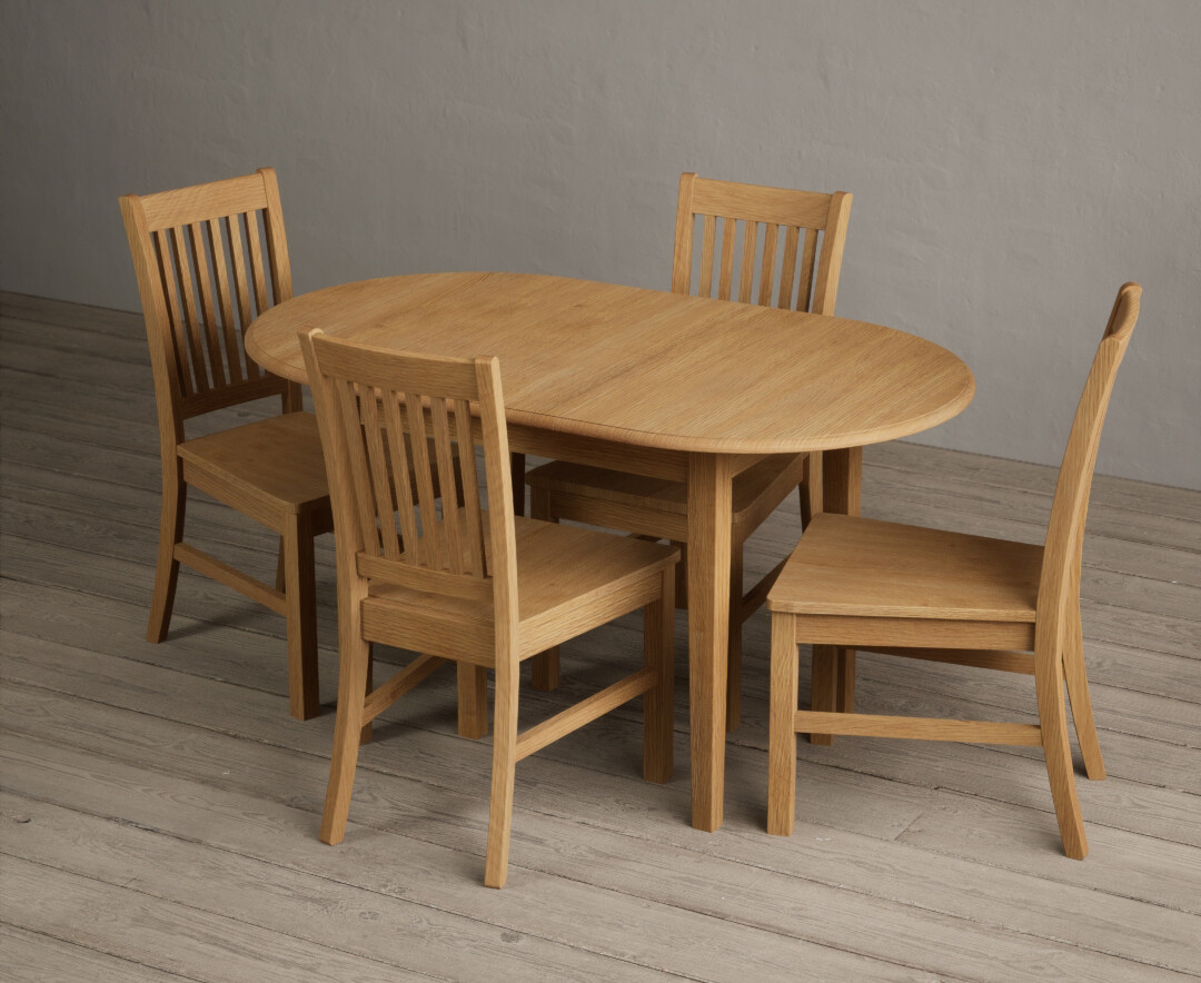 Extending Warwick Solid Oak Dining Table With 4 Charcoal Grey Warwick Chairs