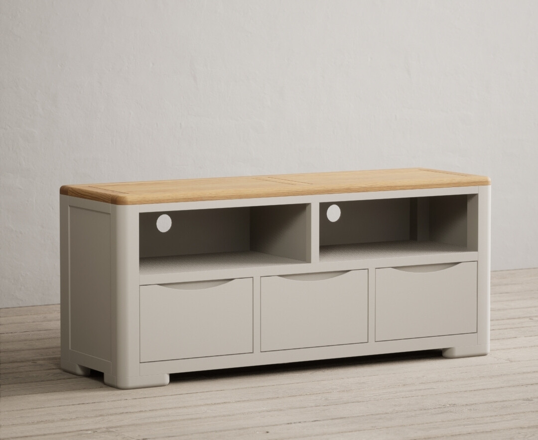 Alba Oak And Soft White Painted Large Tv Cabinet