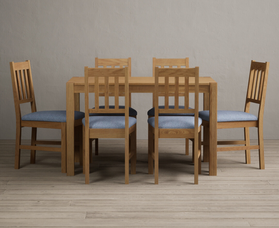 Photo 1 of York 120cm solid oak dining table with 6 brown york chairs