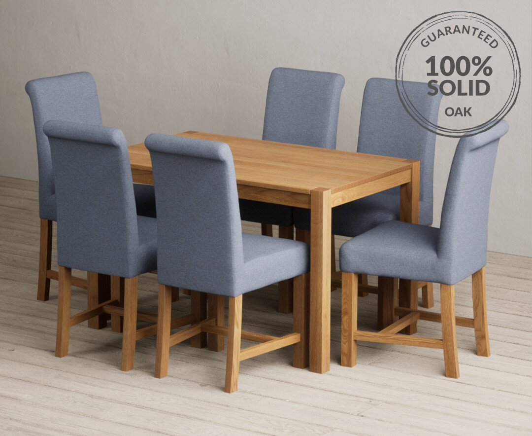 Product photograph of York 120cm Solid Oak Dining Table With 4 Brown Chairs from Oak Furniture Superstore