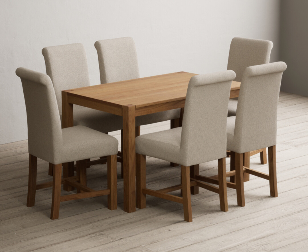 Photo 2 of York 120cm solid oak dining table with 8 charcoal grey chairs