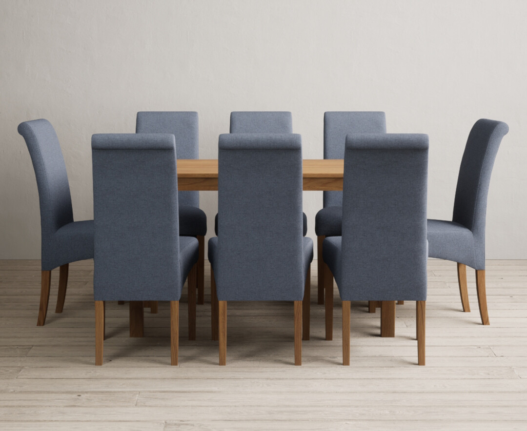 York 120cm Solid Oak Dining Table With 6 Natural Scroll Back Chairs