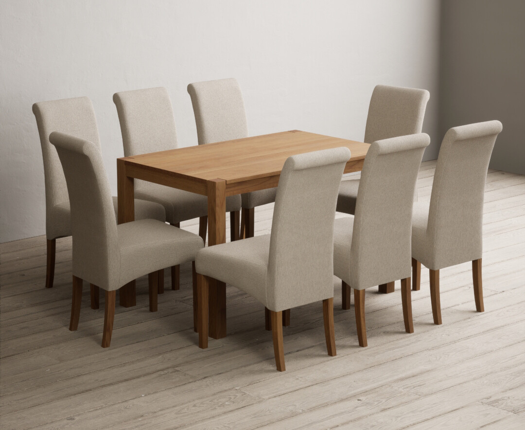 Photo 2 of York 120cm solid oak dining table with 4 brown chairs
