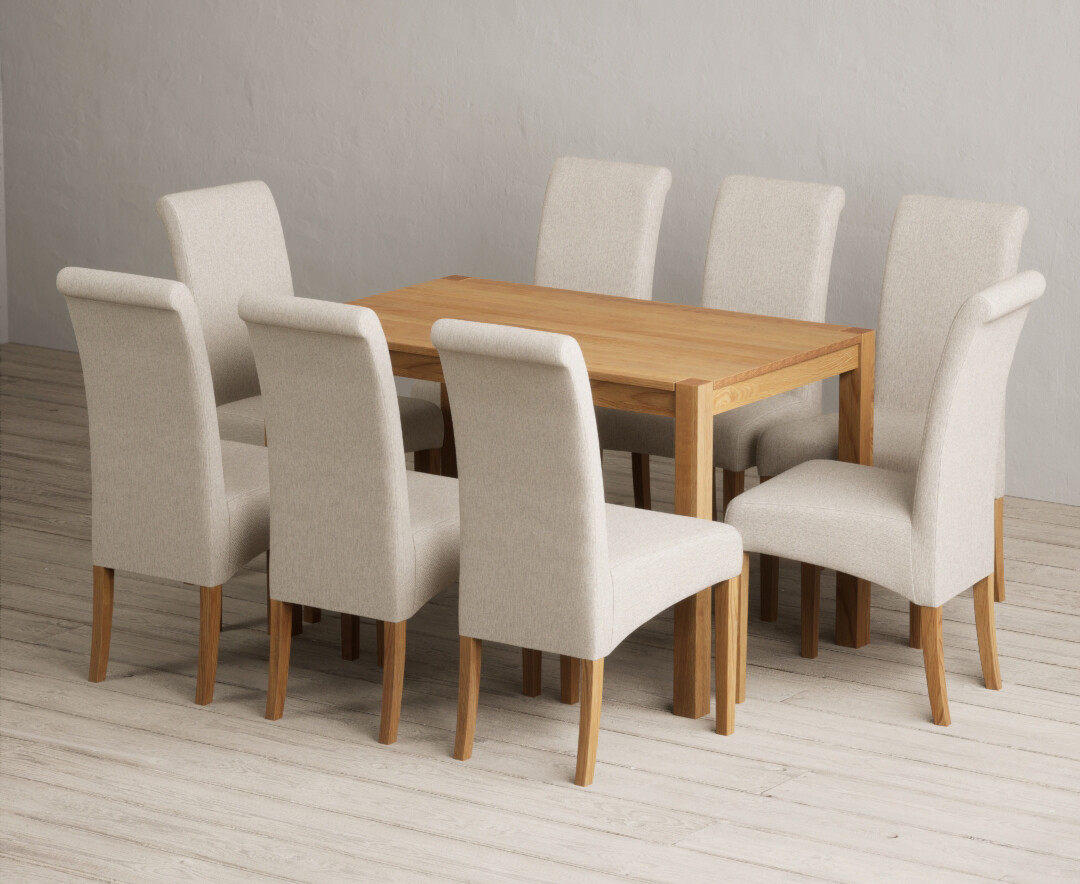 Photo 3 of York 120cm solid oak dining table with 4 grey chairs