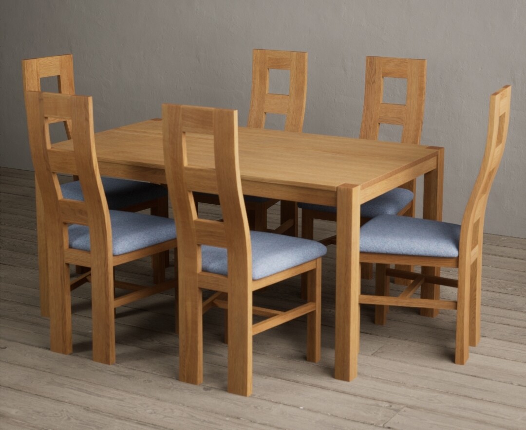 Photo 1 of York 120cm solid oak dining table with 4 linen natural chairs