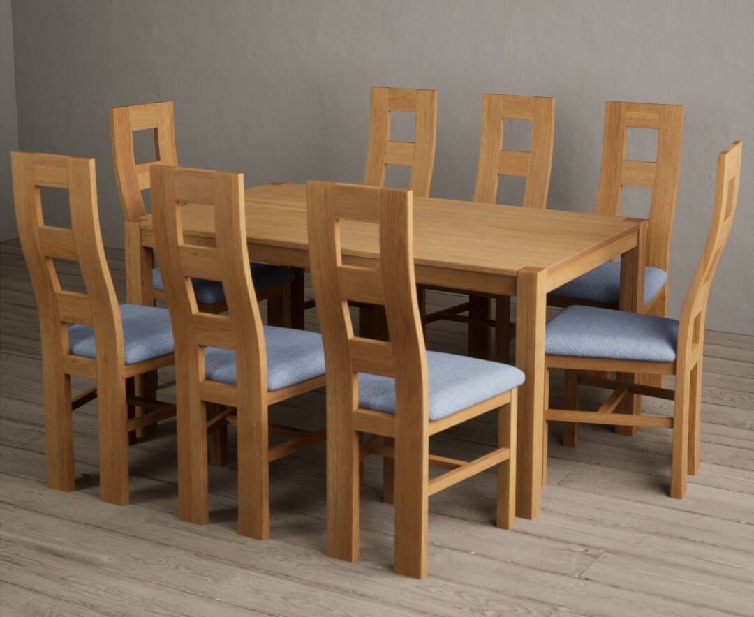 Photo 3 of York 120cm solid oak dining table with 4 linen natural chairs