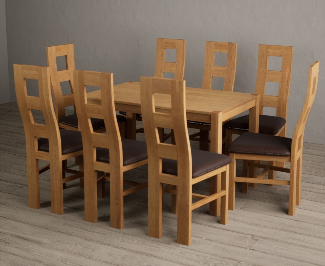 Photo 3 of York 120cm solid oak dining table with 4 blue natural chairs