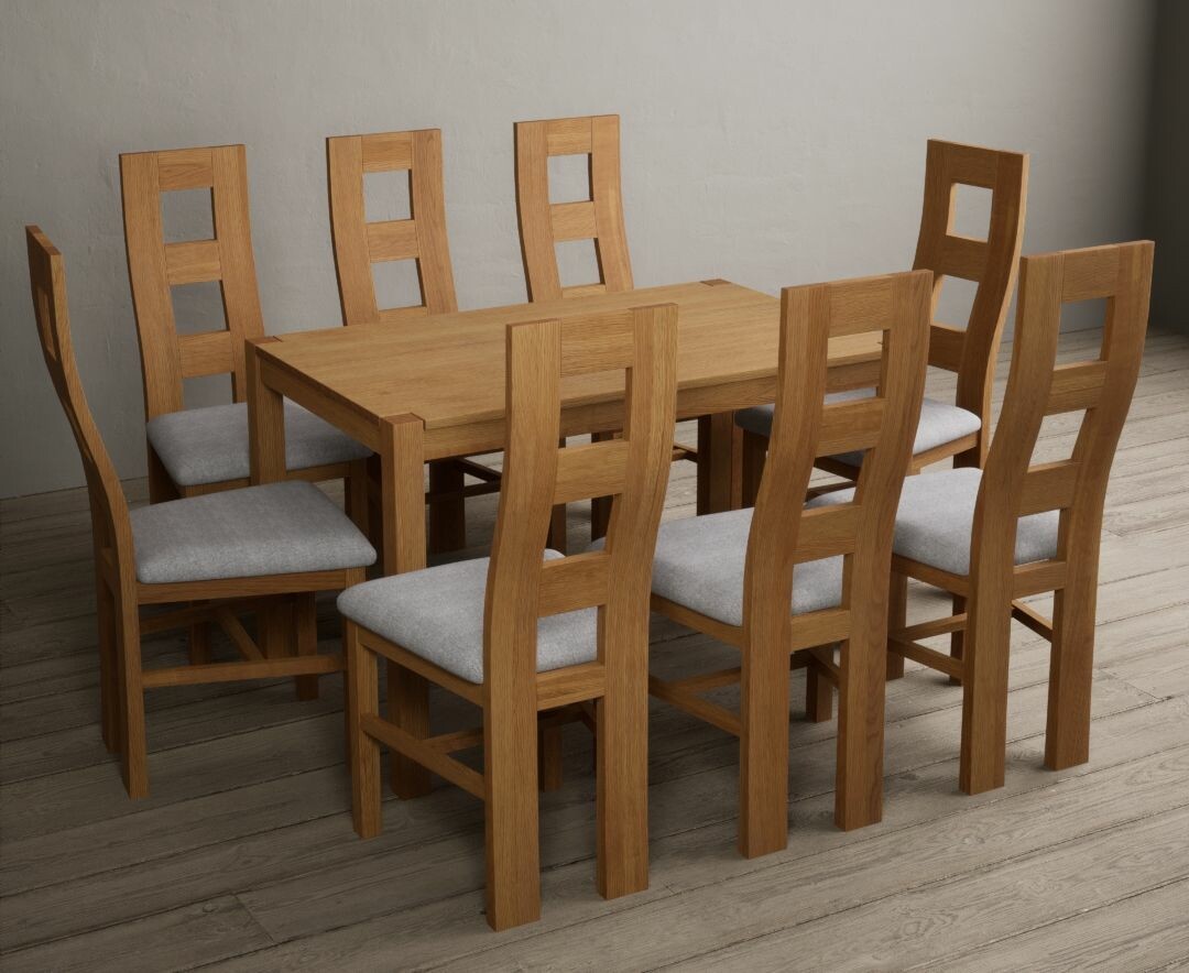 Photo 3 of York 120cm solid oak dining table with 4 charcoal grey natural chairs