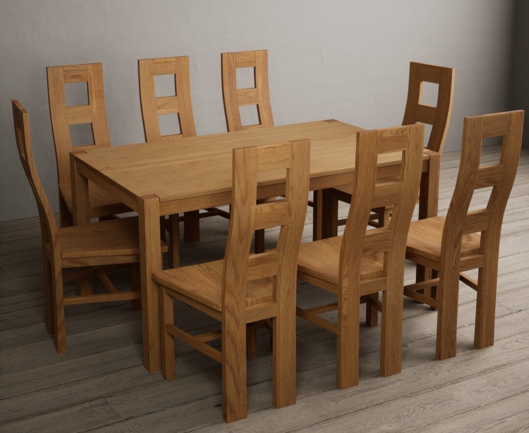 Photo 3 of York 120cm solid oak dining table with 4 brown natural chairs