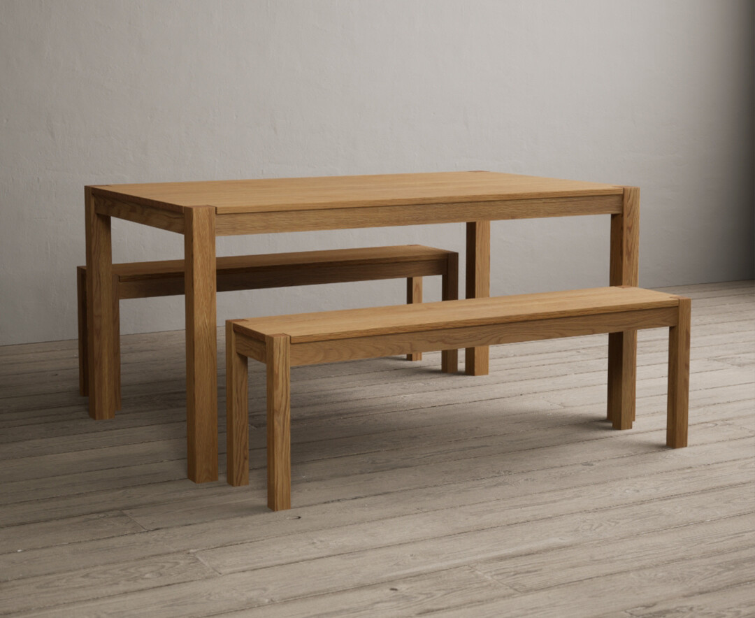 York 150cm Solid Oak Dining Table With Benches