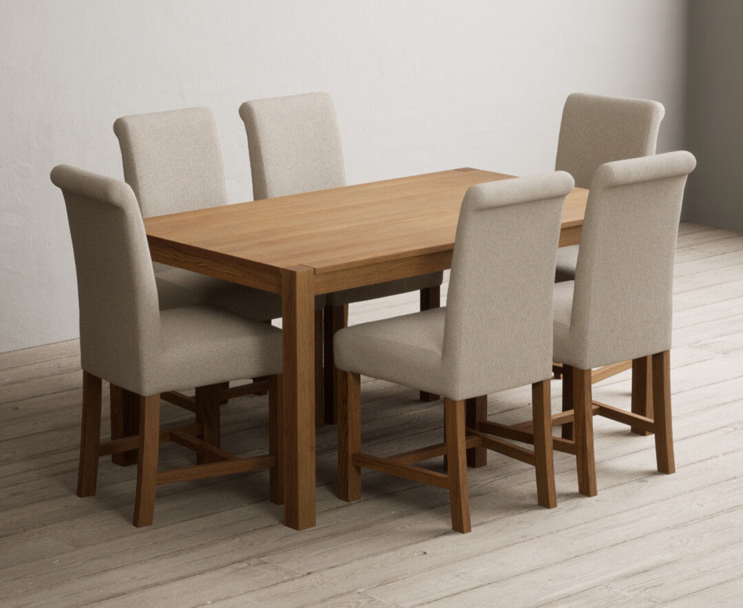 Photo 2 of York 150cm solid oak dining table with 8 charcoal grey chairs