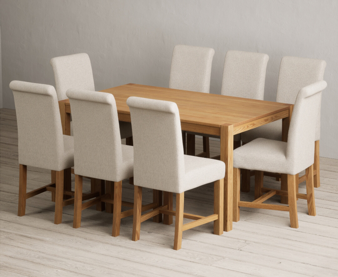 Photo 3 of York 150cm solid oak dining table with 8 charcoal grey chairs
