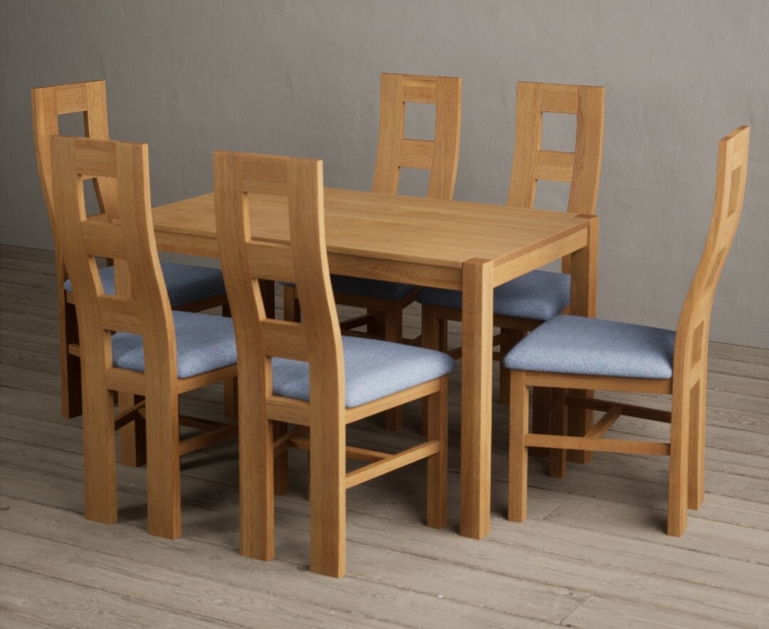 Photo 1 of York 150cm solid oak dining table with 6 linen natural chairs
