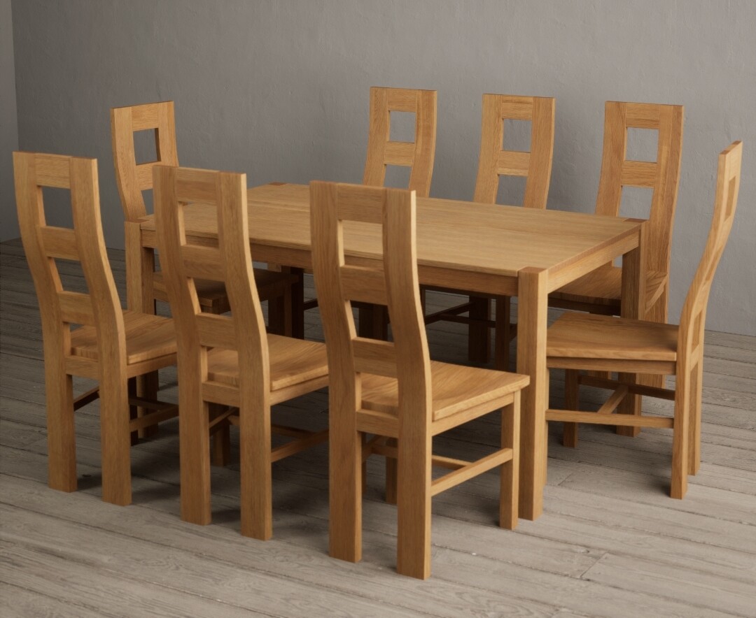 Photo 1 of York 150cm solid oak dining table with 6 brown natural chairs