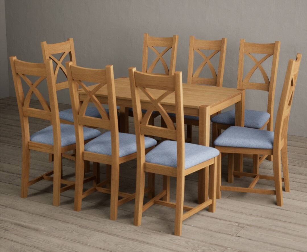 Photo 2 of York 150cm solid oak dining table with 6 light grey natural solid oak chairs